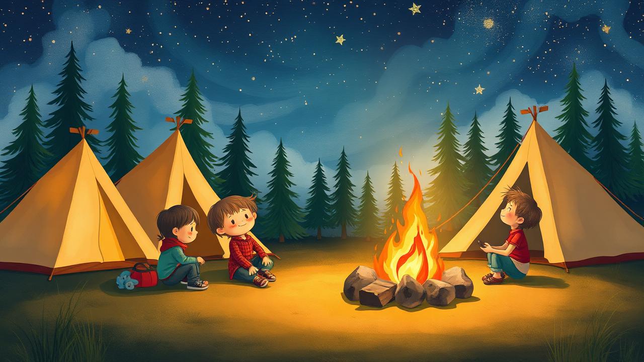 Campfire Explorer Quest — storybook illustration