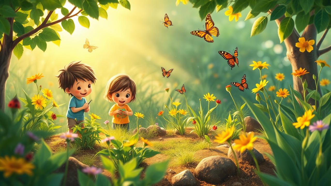Garden Explorer Adventure — storybook illustration